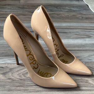 Sam Edelman Nude Classic Patent Heeled Pumps Neutral Classy Size 8